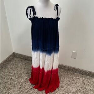 Anna & Ava Navy, White, and Red Maxi Dress